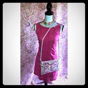 Eliza J Pink eyelet shift dress